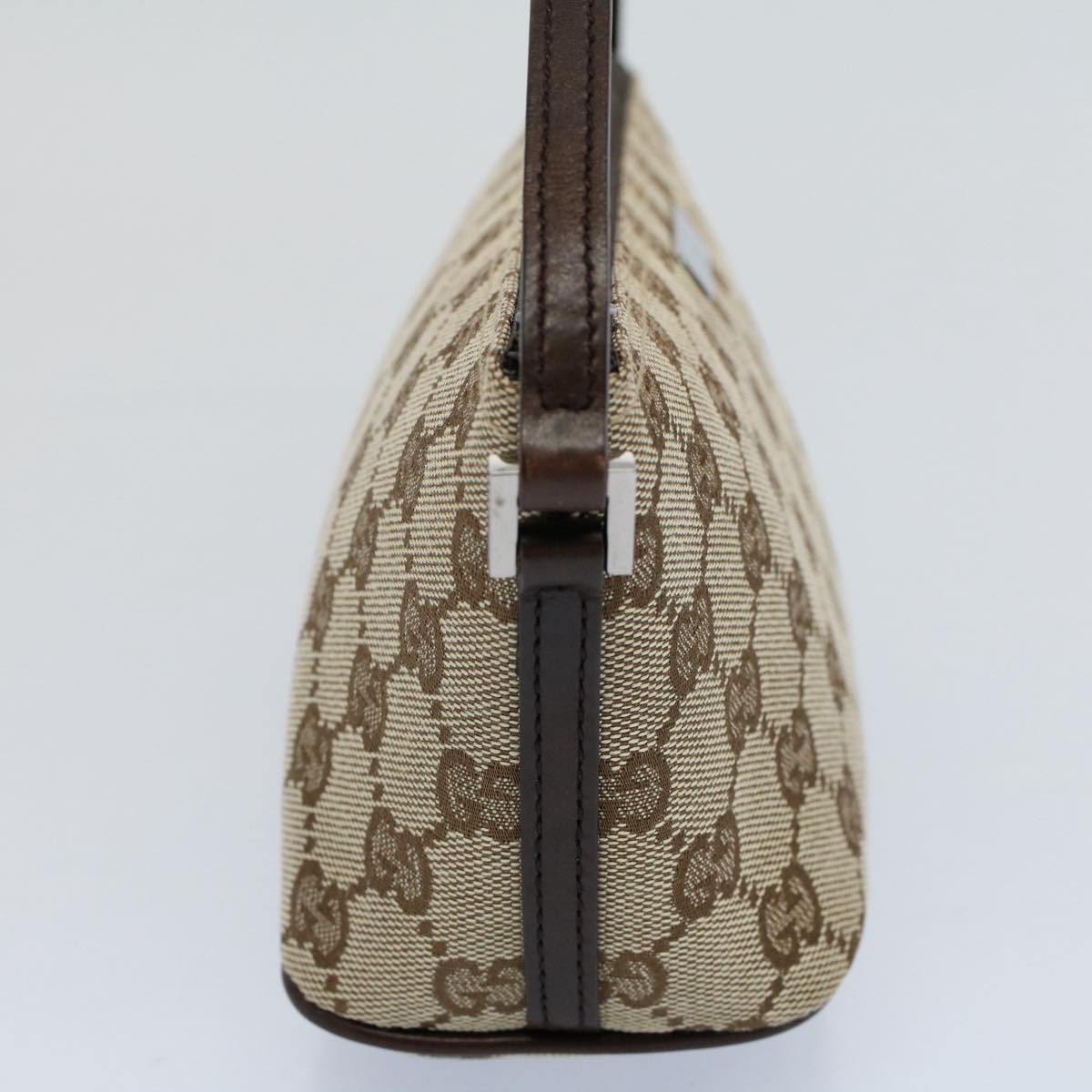 GUCCI GG Canvas Accessory Pouch Leather Beige 07198 ac2192