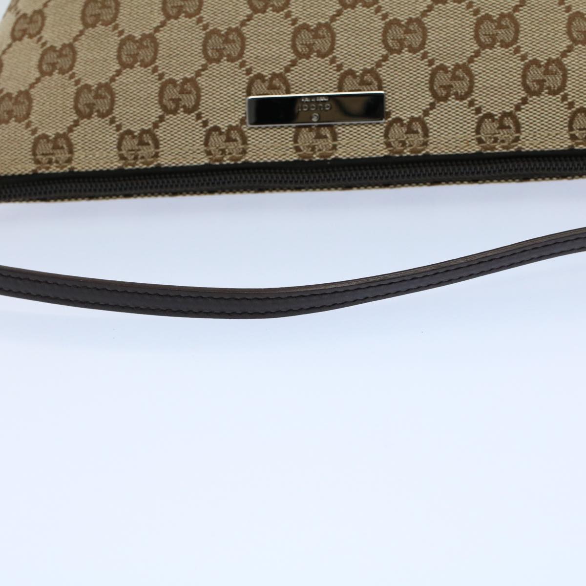 GUCCI GG Canvas Accessory Pouch Leather Beige 07198 ac2192