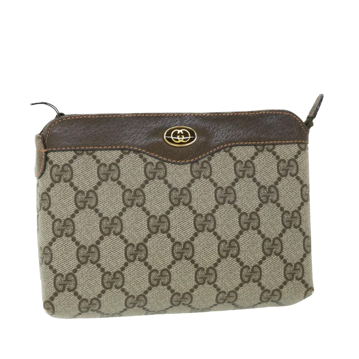 GUCCI GG Canvas Pouch PVC Leather Beige 89 01 020 ac2194