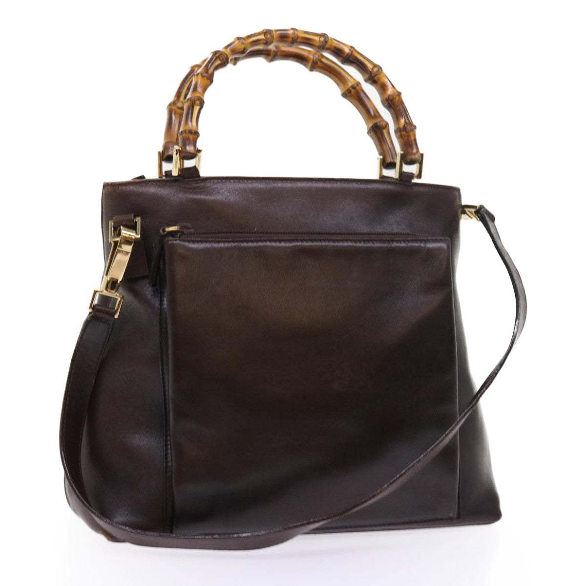 GUCCI Bamboo Hand Bag Leather 2way Brown 002 2058 0508 0 ac2195