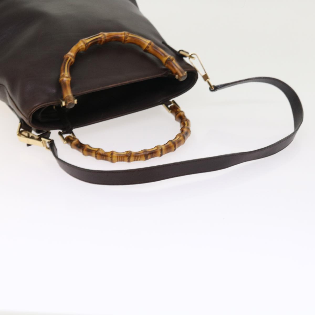 GUCCI Bamboo Hand Bag Leather 2way Brown 002 2058 0508 0 ac2195