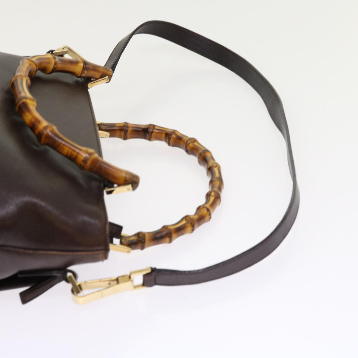 GUCCI Bamboo Hand Bag Leather 2way Brown 002 2058 0508 0 ac2195