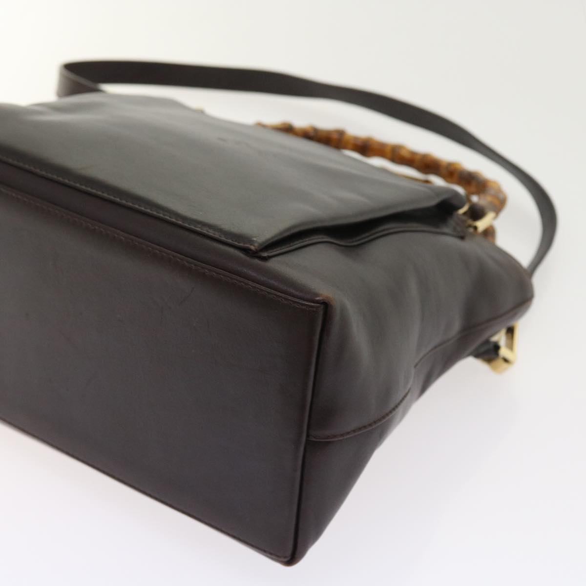 GUCCI Bamboo Hand Bag Leather 2way Brown 002 2058 0508 0 ac2195
