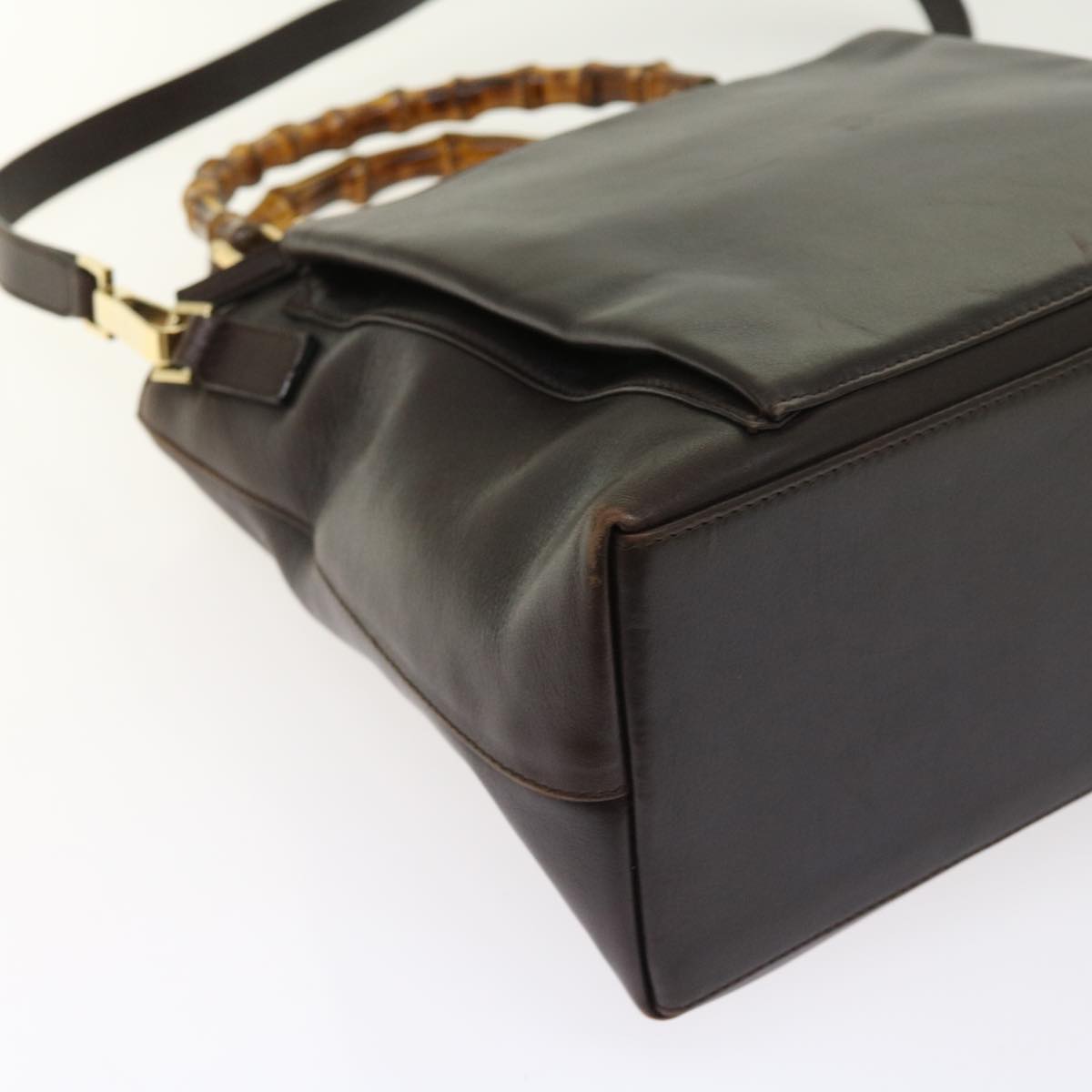 GUCCI Bamboo Hand Bag Leather 2way Brown 002 2058 0508 0 ac2195