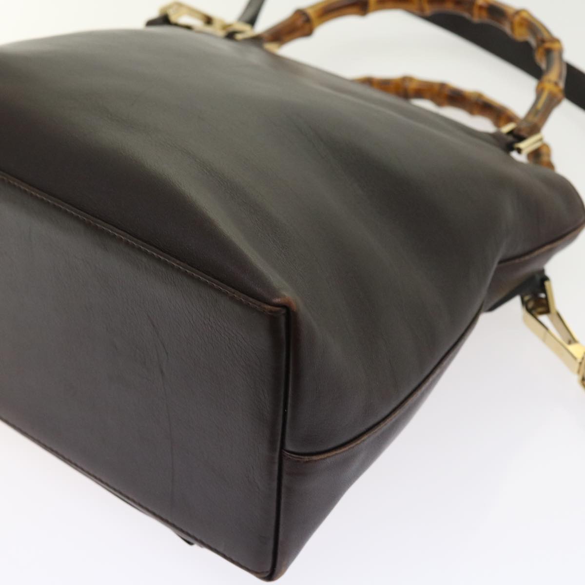 GUCCI Bamboo Hand Bag Leather 2way Brown 002 2058 0508 0 ac2195