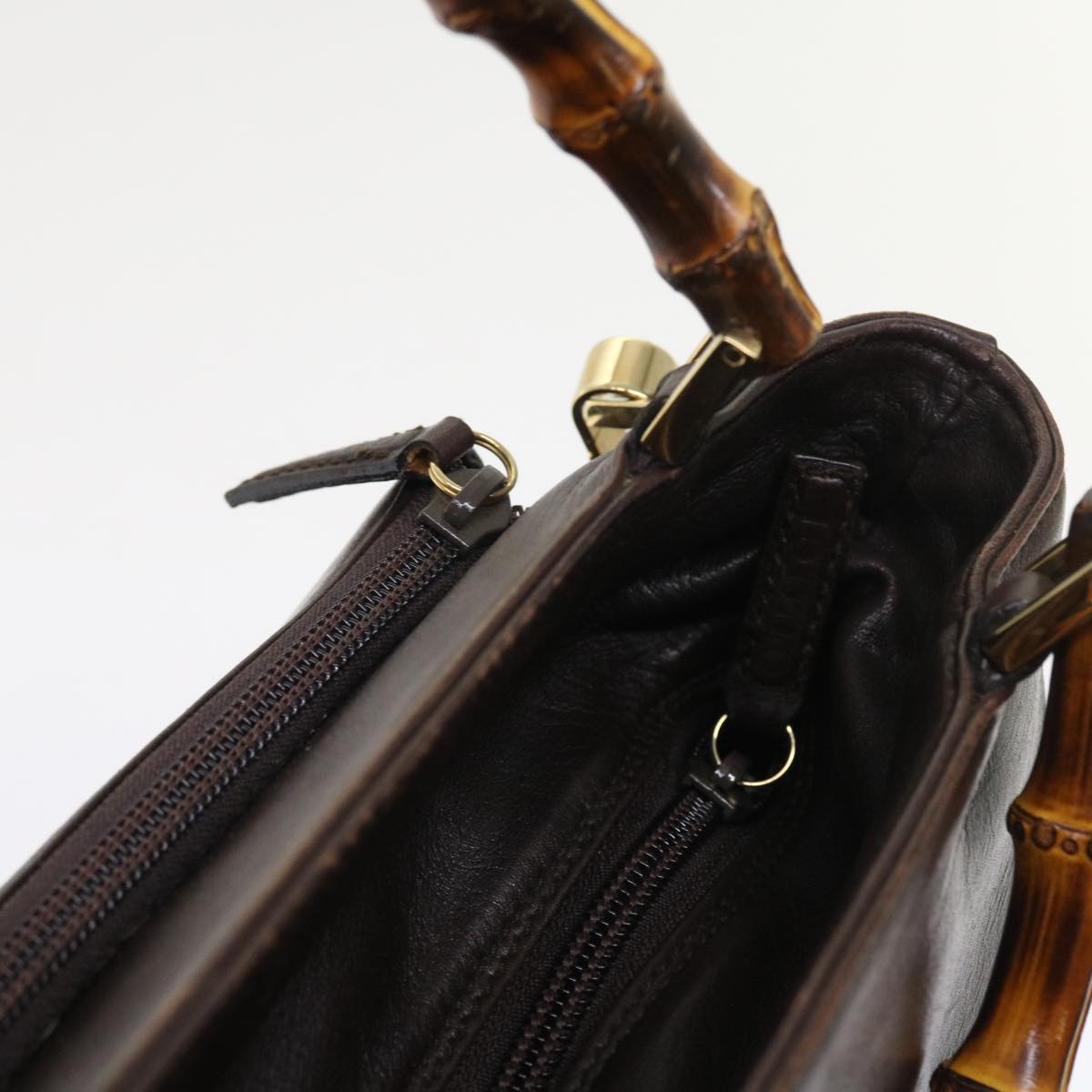 GUCCI Bamboo Hand Bag Leather 2way Brown 002 2058 0508 0 ac2195