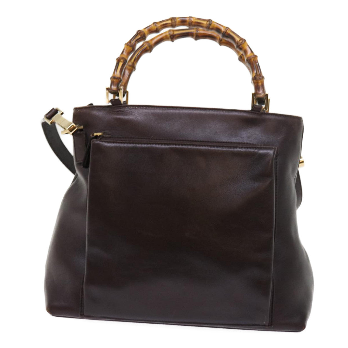 GUCCI Bamboo Hand Bag Leather 2way Brown 002 2058 0508 0 ac2195