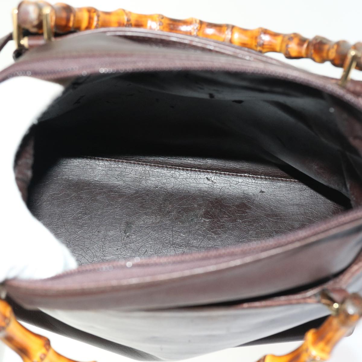 GUCCI Bamboo Hand Bag Leather 2way Brown 002 2058 0508 0 ac2195