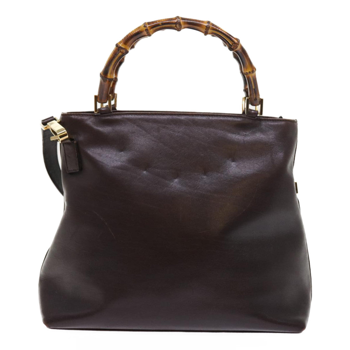 GUCCI Bamboo Hand Bag Leather 2way Brown 002 2058 0508 0 ac2195