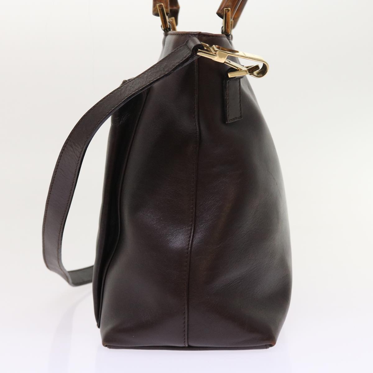 GUCCI Bamboo Hand Bag Leather 2way Brown 002 2058 0508 0 ac2195