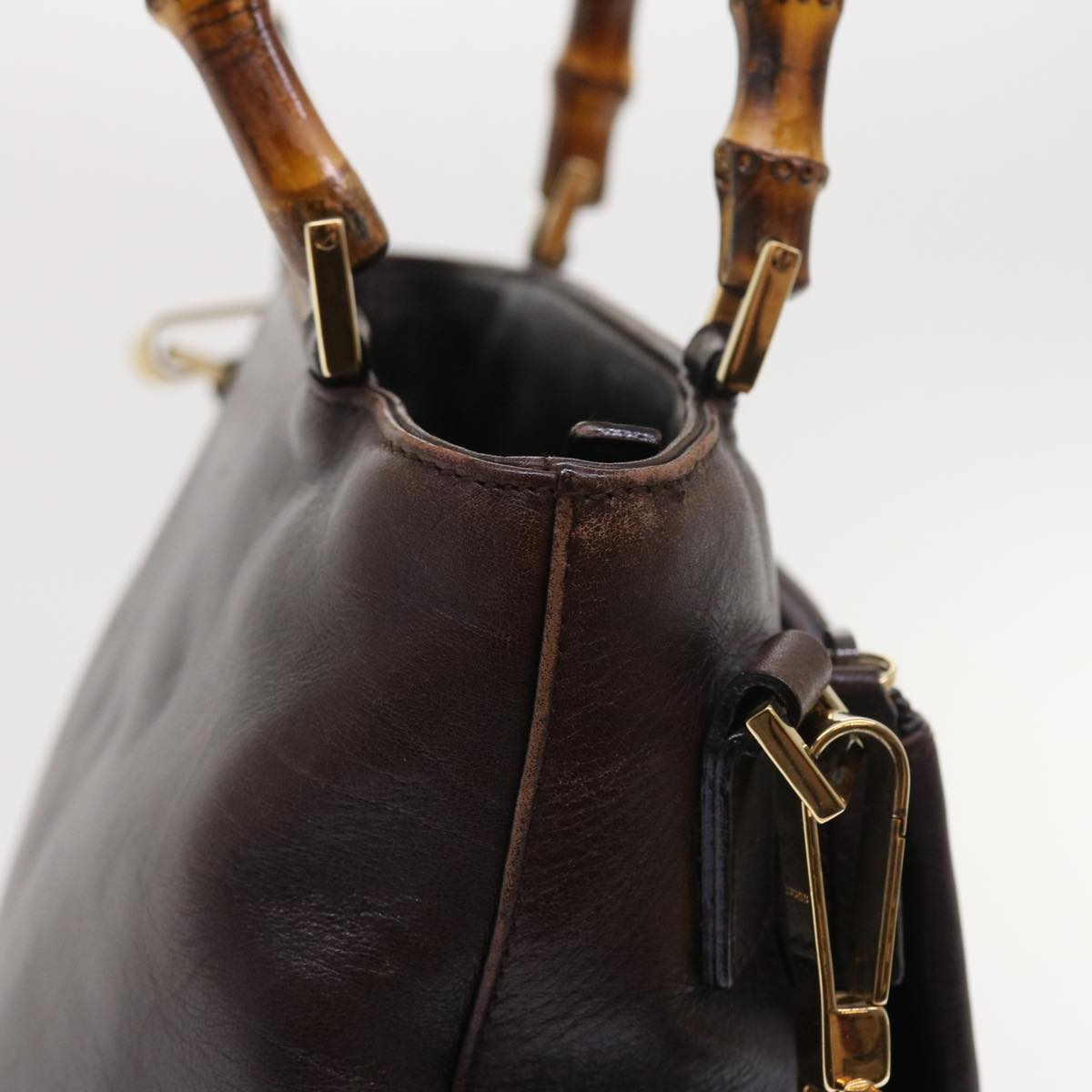GUCCI Bamboo Hand Bag Leather 2way Brown 002 2058 0508 0 ac2195
