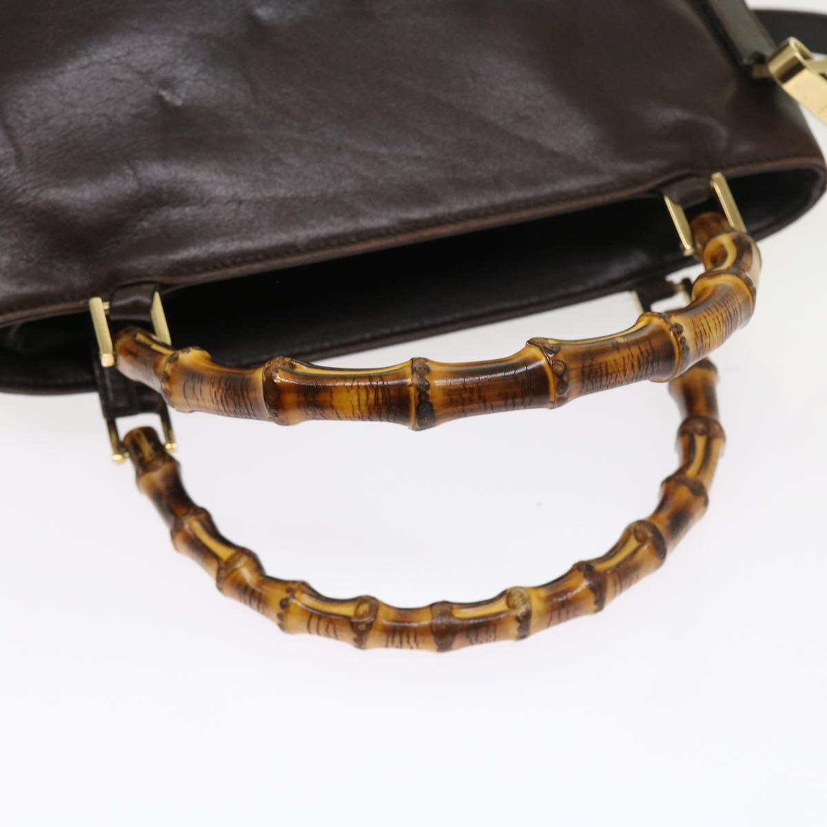 GUCCI Bamboo Hand Bag Leather 2way Brown 002 2058 0508 0 ac2195