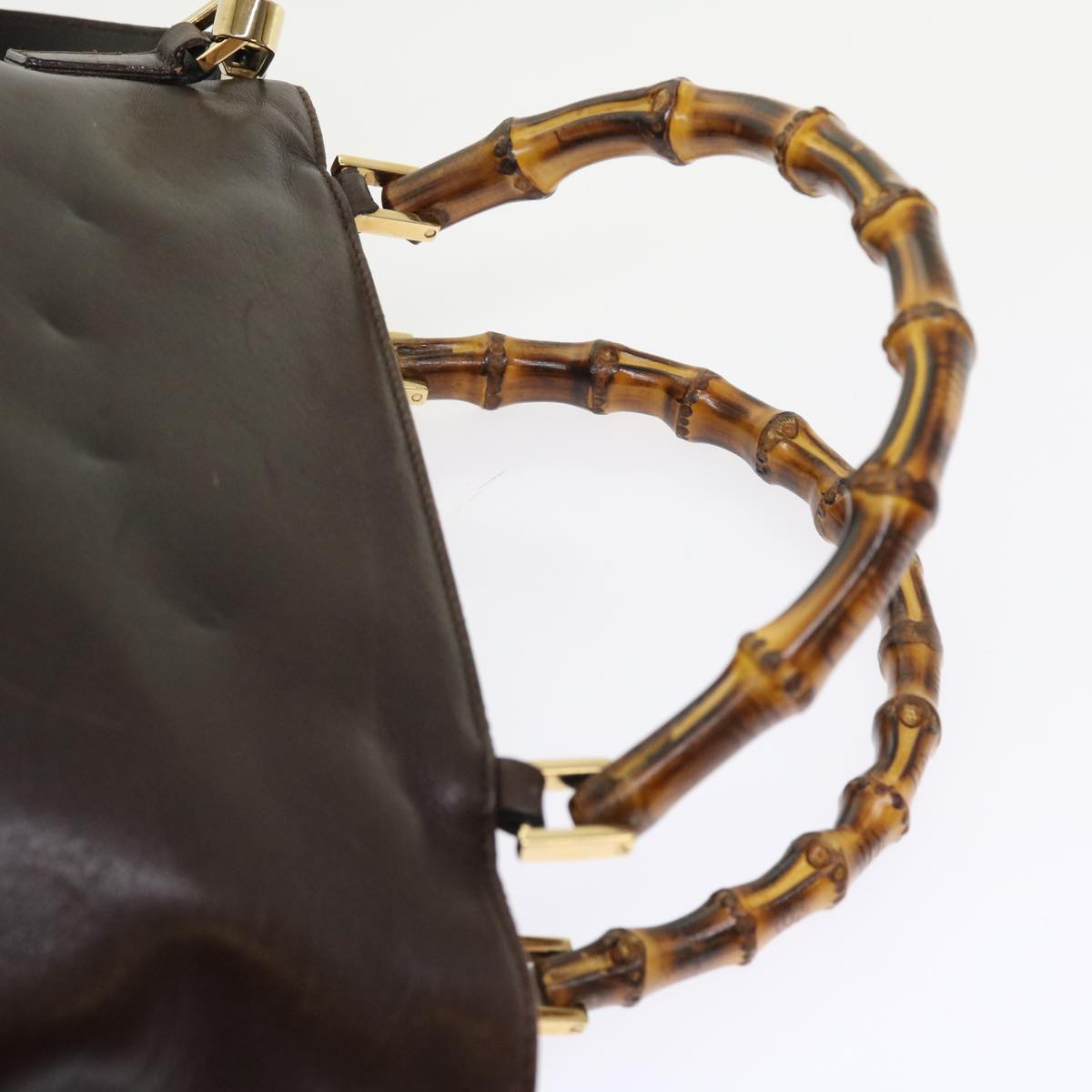 GUCCI Bamboo Hand Bag Leather 2way Brown 002 2058 0508 0 ac2195