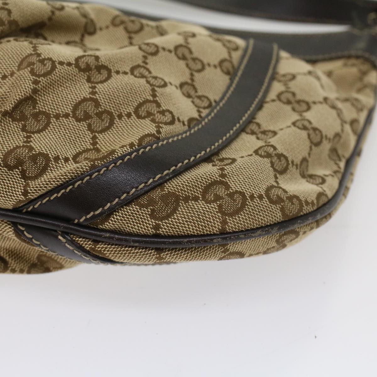 GUCCI GG Canvas Shoulder Bag Leather Beige 203257 ac2198