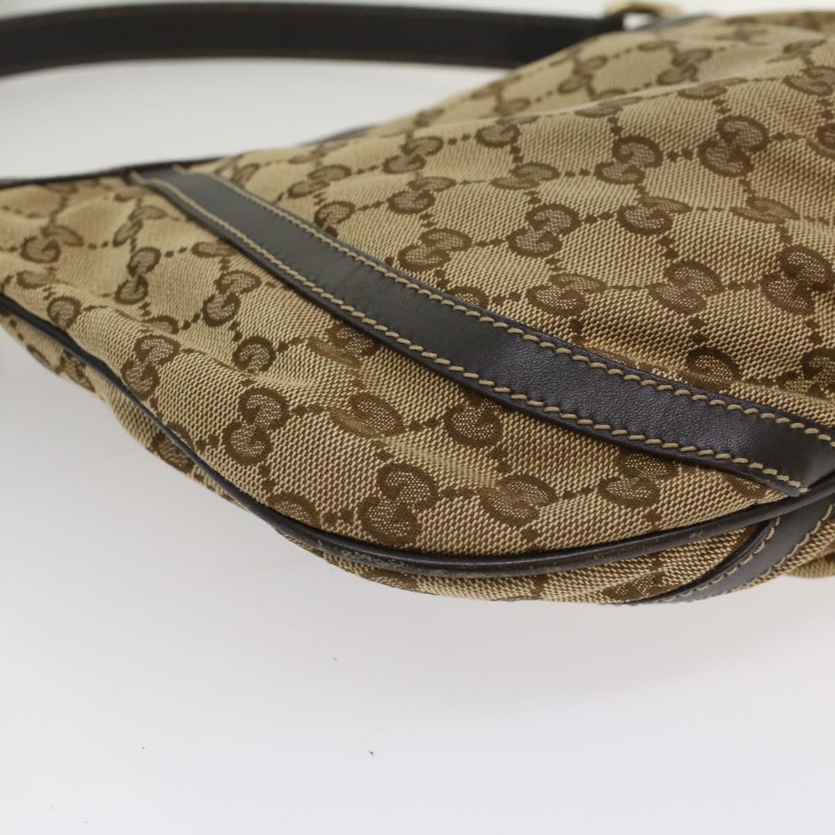 GUCCI GG Canvas Shoulder Bag Leather Beige 203257 ac2198