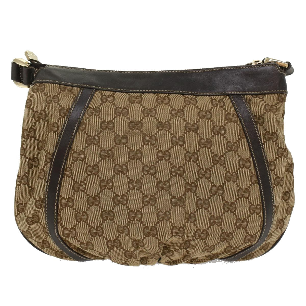 GUCCI GG Canvas Shoulder Bag Leather Beige 203257 ac2198
