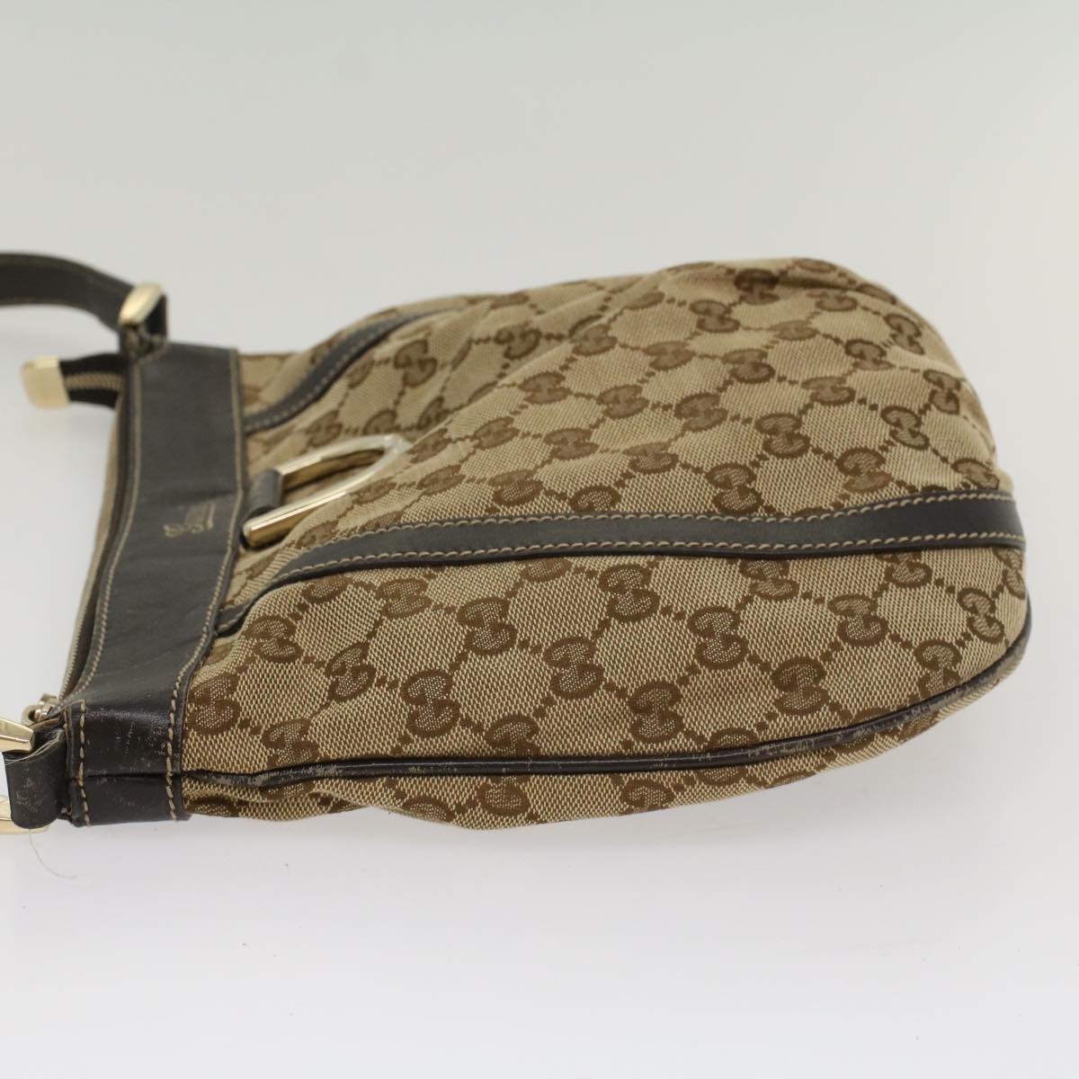 GUCCI GG Canvas Shoulder Bag Leather Beige 203257 ac2198