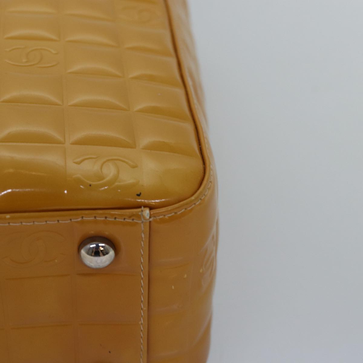 CHANEL Choco Bar Hand Bag Enamel Yellow CC ac2997