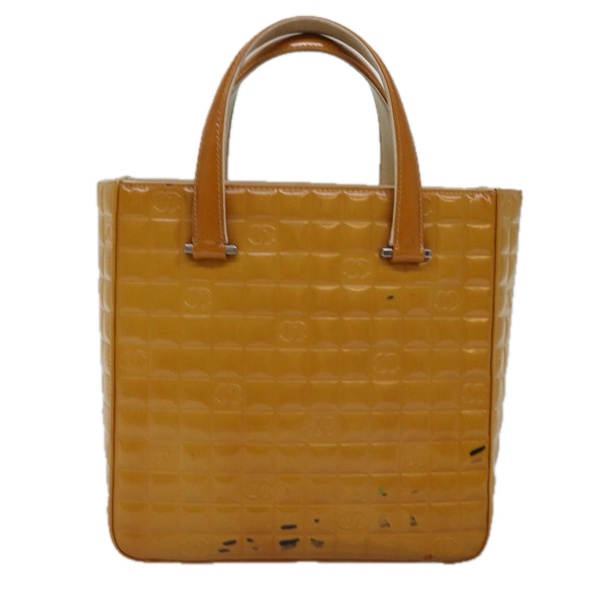CHANEL Choco Bar Hand Bag Enamel Yellow CC ac2997