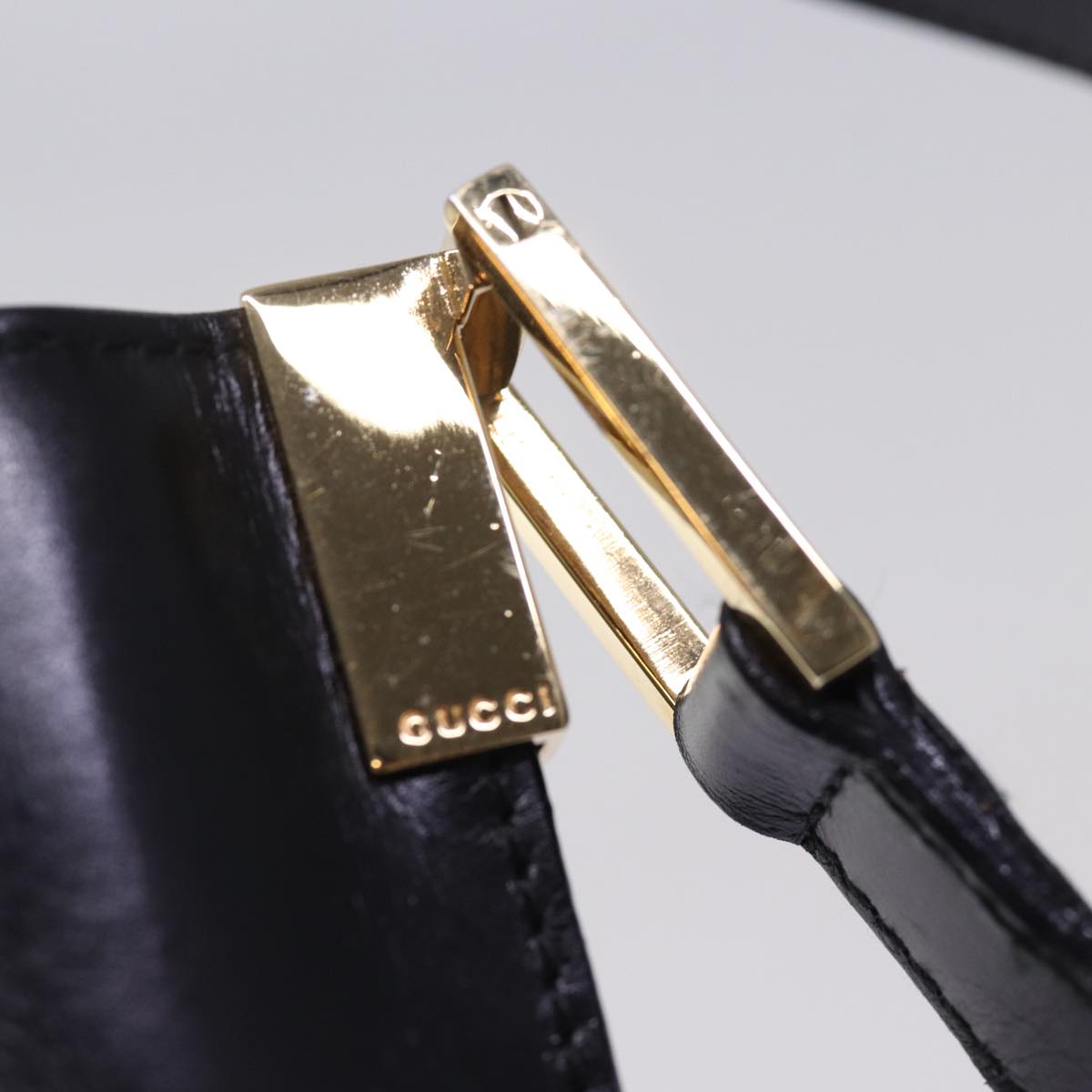GUCCI Shoulder Bag Leather Black ac3022
