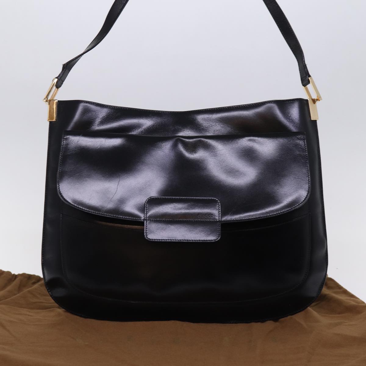 GUCCI Shoulder Bag Leather Black ac3022