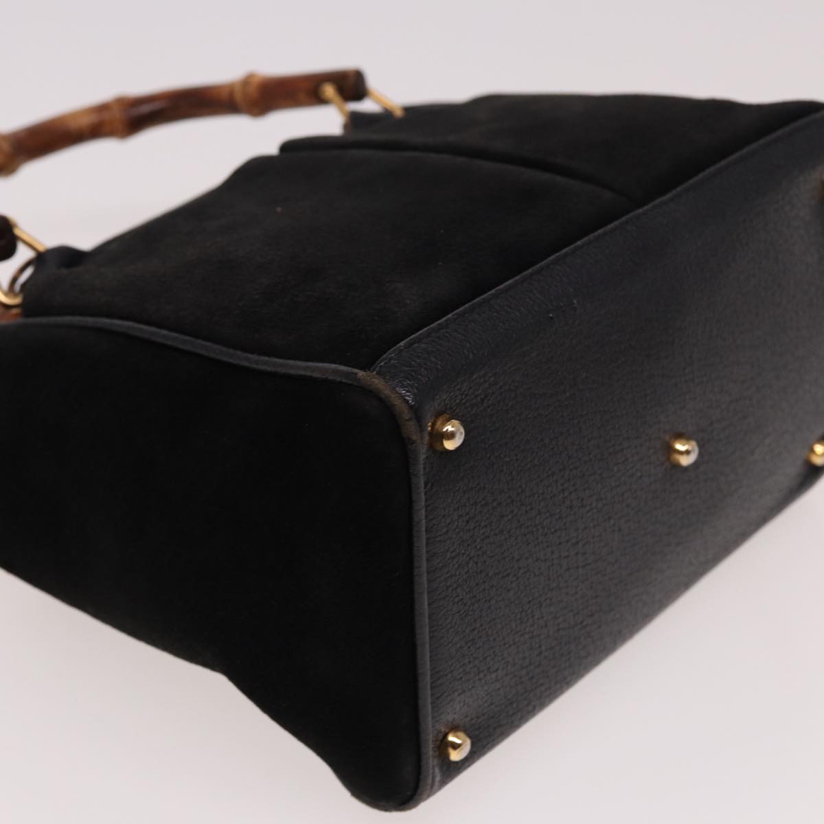 GUCCI Bamboo Hand Bag Suede 2way Black 000 122 0316 ac3043
