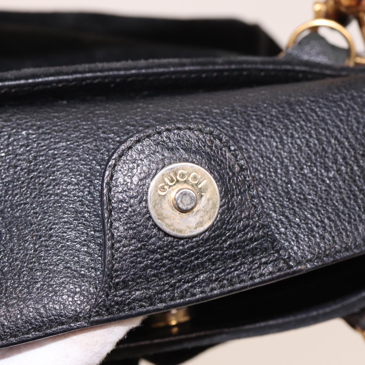 GUCCI Bamboo Hand Bag Suede 2way Black 000 122 0316 ac3043