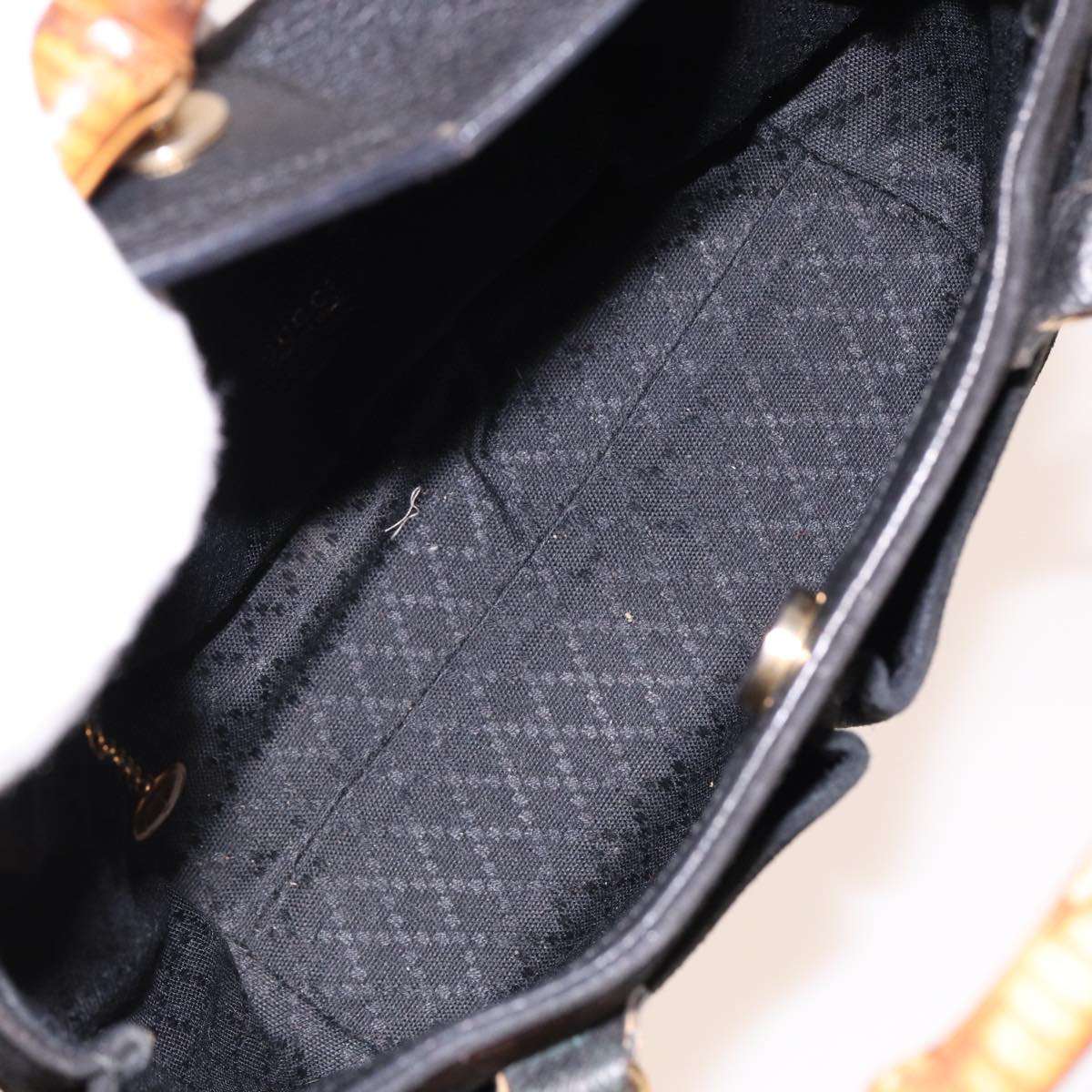 GUCCI Bamboo Hand Bag Suede 2way Black 000 122 0316 ac3043