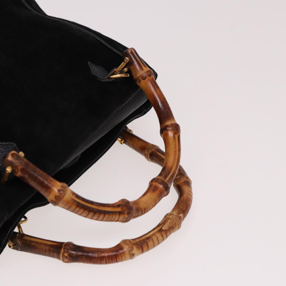 GUCCI Bamboo Hand Bag Suede 2way Black 000 122 0316 ac3043