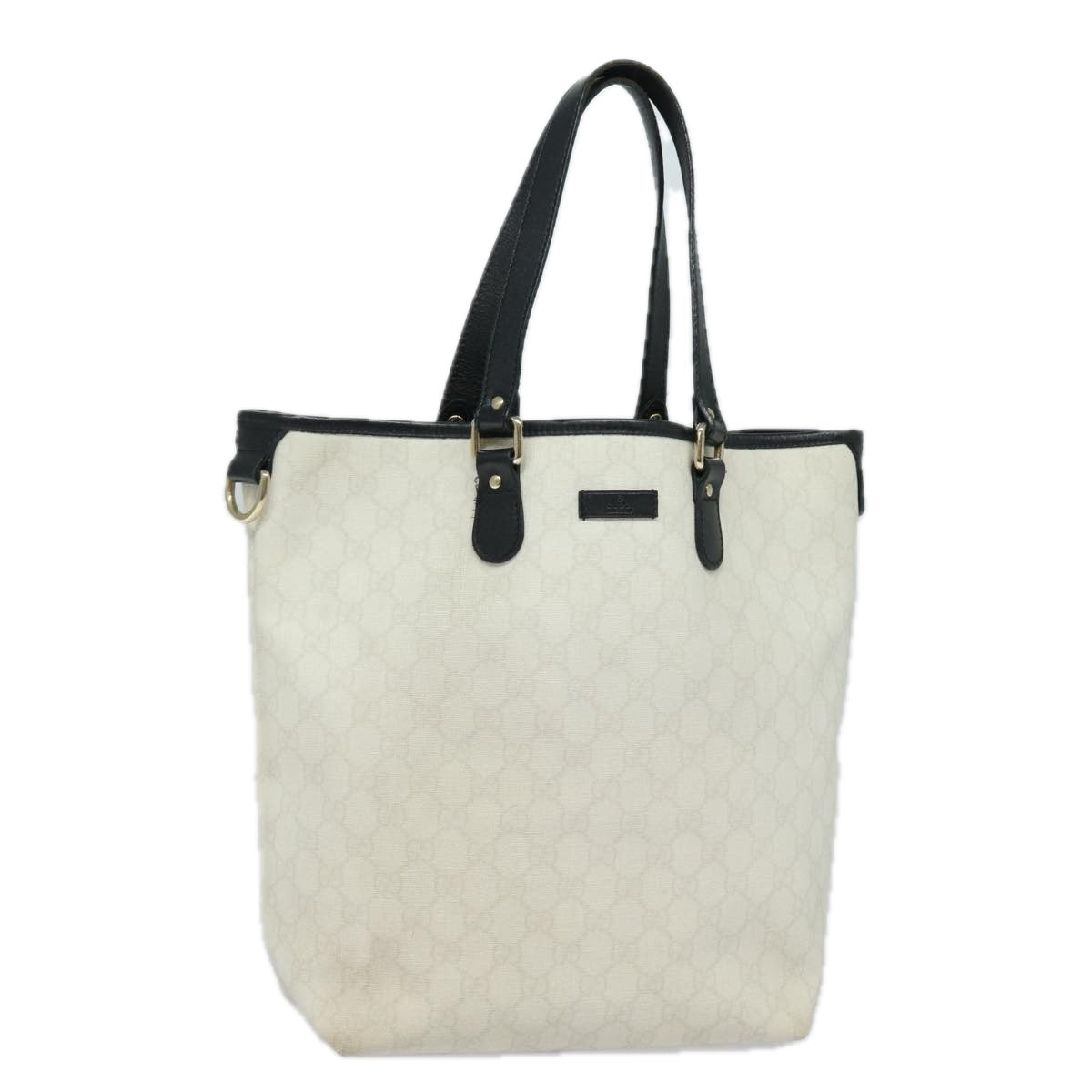GUCCI GG Supreme Tote Bag PVC Leather White Black 189896 ac3087