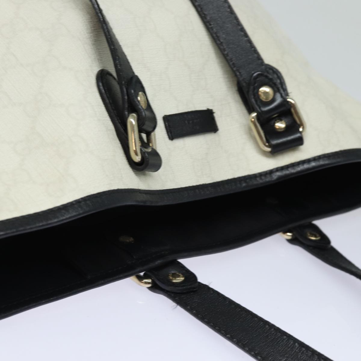GUCCI GG Supreme Tote Bag PVC Leather White Black 189896 ac3087