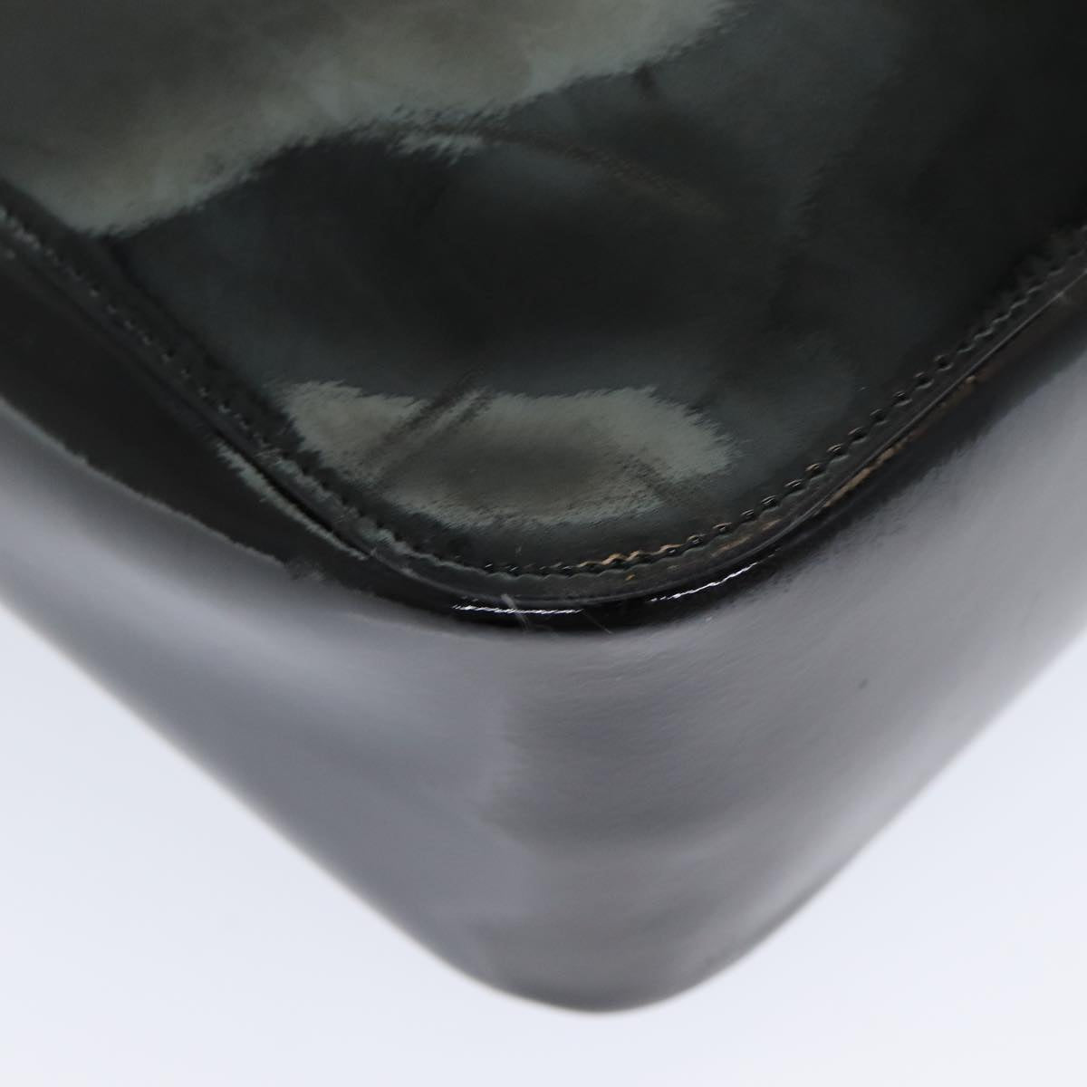 GUCCI Bamboo Hand Bag Patent leather Black ac3146