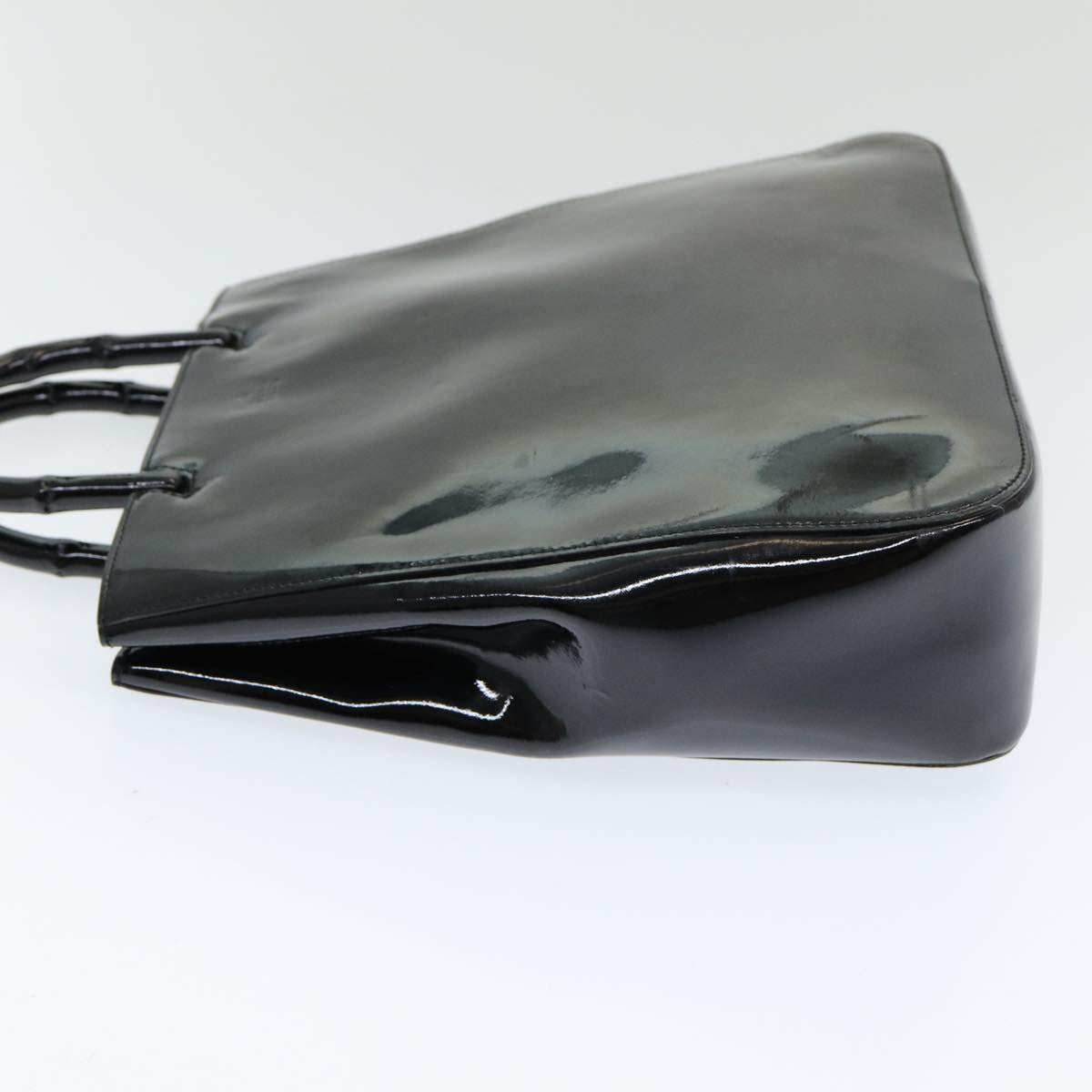 GUCCI Bamboo Hand Bag Patent leather Black ac3146