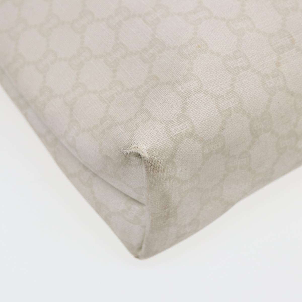 GUCCI GG Plus Supreme Web Sherry Line Tote Bag PVC Leather White Red ac3160