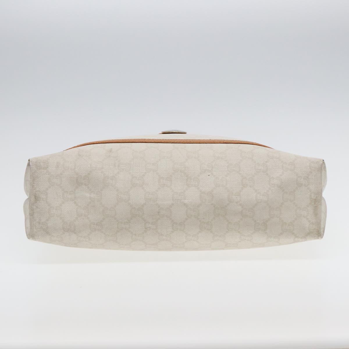 GUCCI GG Plus Supreme Web Sherry Line Tote Bag PVC Leather White Red ac3160