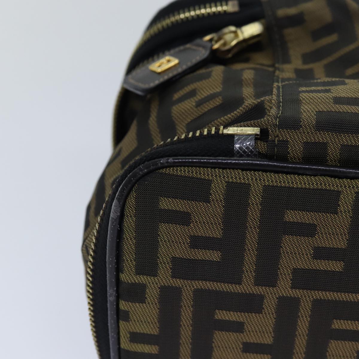 FENDI Zucca Canvas Vanity Pouch Brown Black gold ac3179