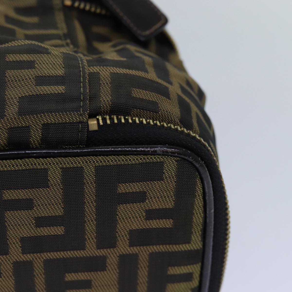FENDI Zucca Canvas Vanity Pouch Brown Black gold ac3179