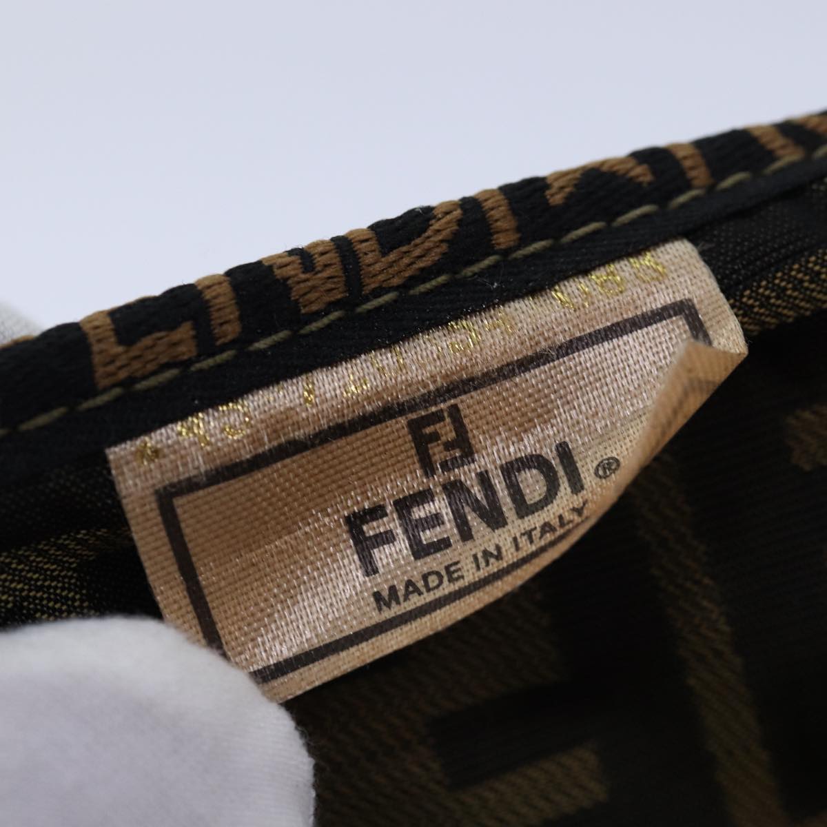 FENDI Zucca Canvas Vanity Pouch Brown Black gold ac3179