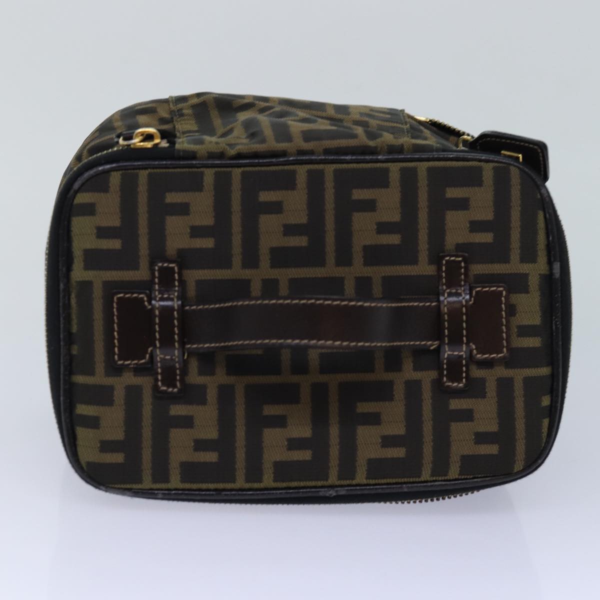 FENDI Zucca Canvas Vanity Pouch Brown Black gold ac3179
