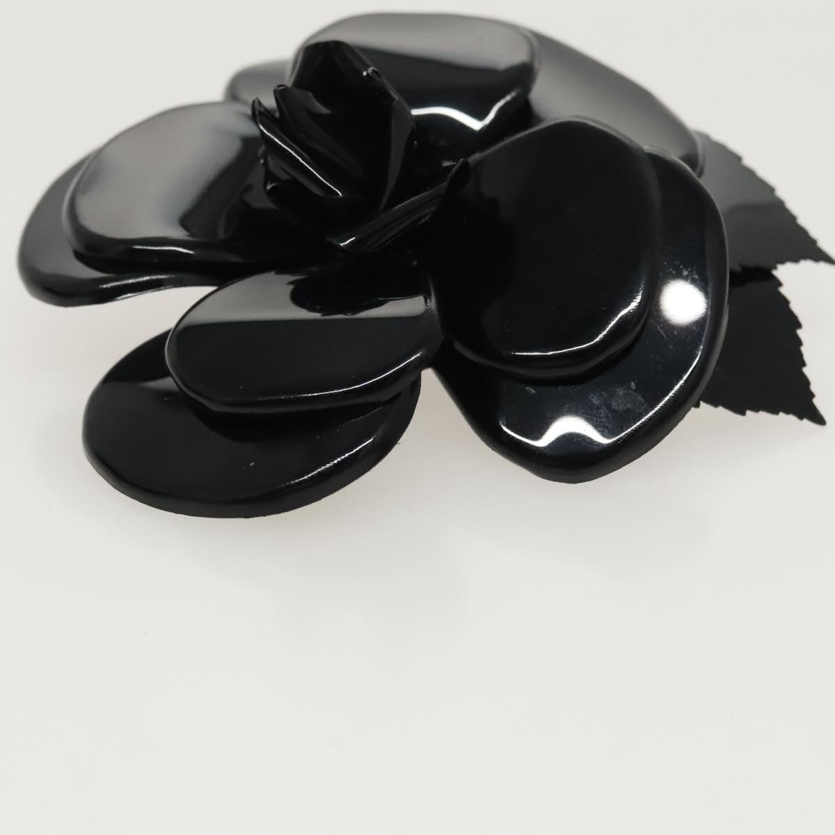 CHANEL Brooch plastic Black CC ac3342
