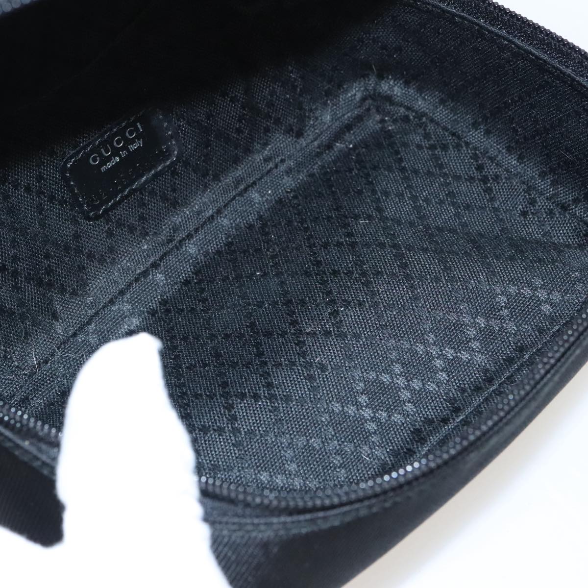 GUCCI Vanity Bamboo Pouch Nylon Black Silver ac3362