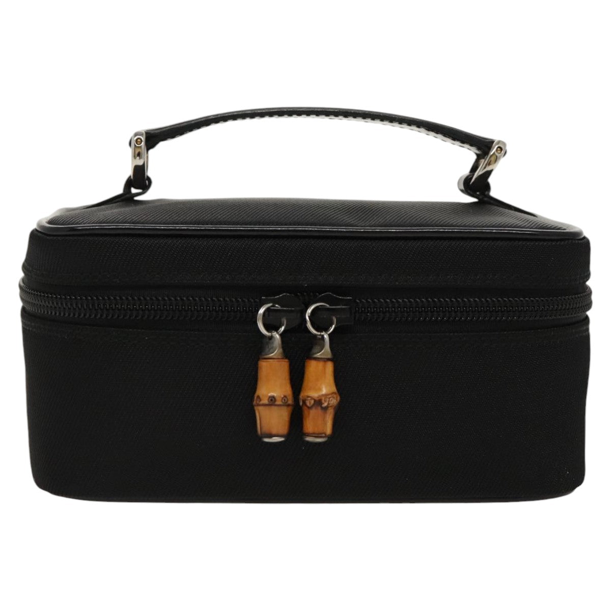 GUCCI Vanity Bamboo Pouch Nylon Black Silver ac3362