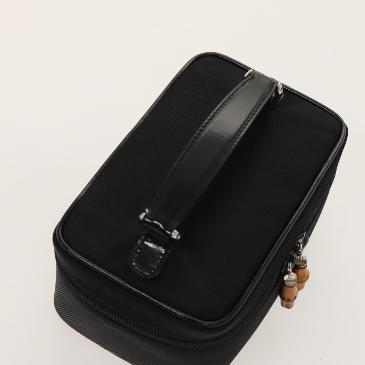 GUCCI Vanity Bamboo Pouch Nylon Black Silver ac3362
