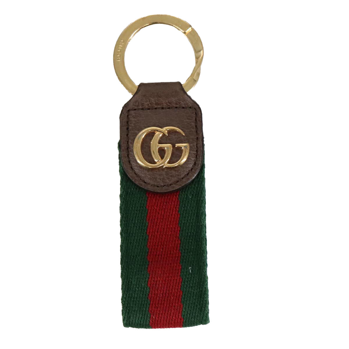 GUCCI Ofidia Web Sherry Line Key Ring Leather Red Green ac3396