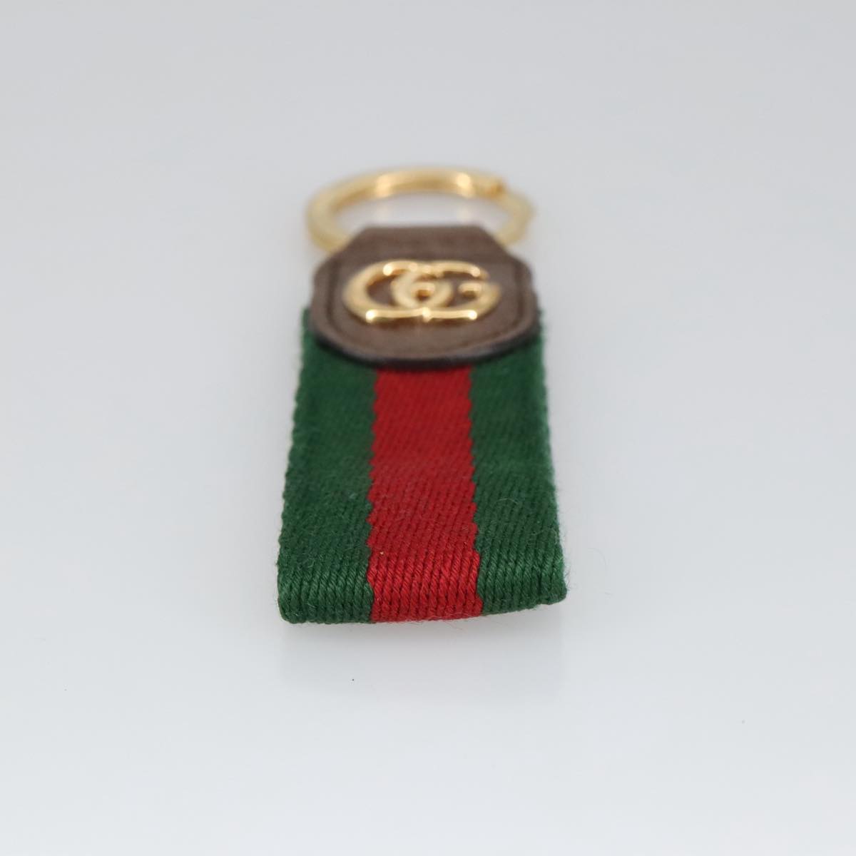 GUCCI Ofidia Web Sherry Line Key Ring Leather Red Green ac3396