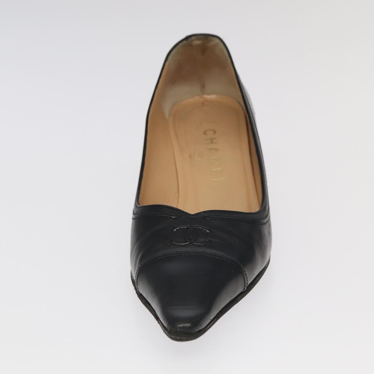 CHANEL High heels Lamb Skin 36 1/2C Black CC ac3409