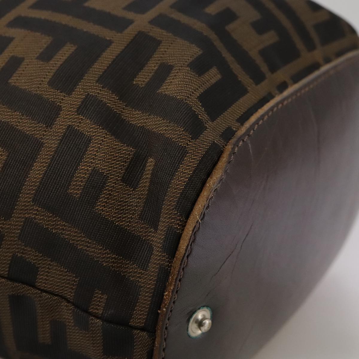 FENDI Zucca Canvas Hand Bag Brown Black ac3445