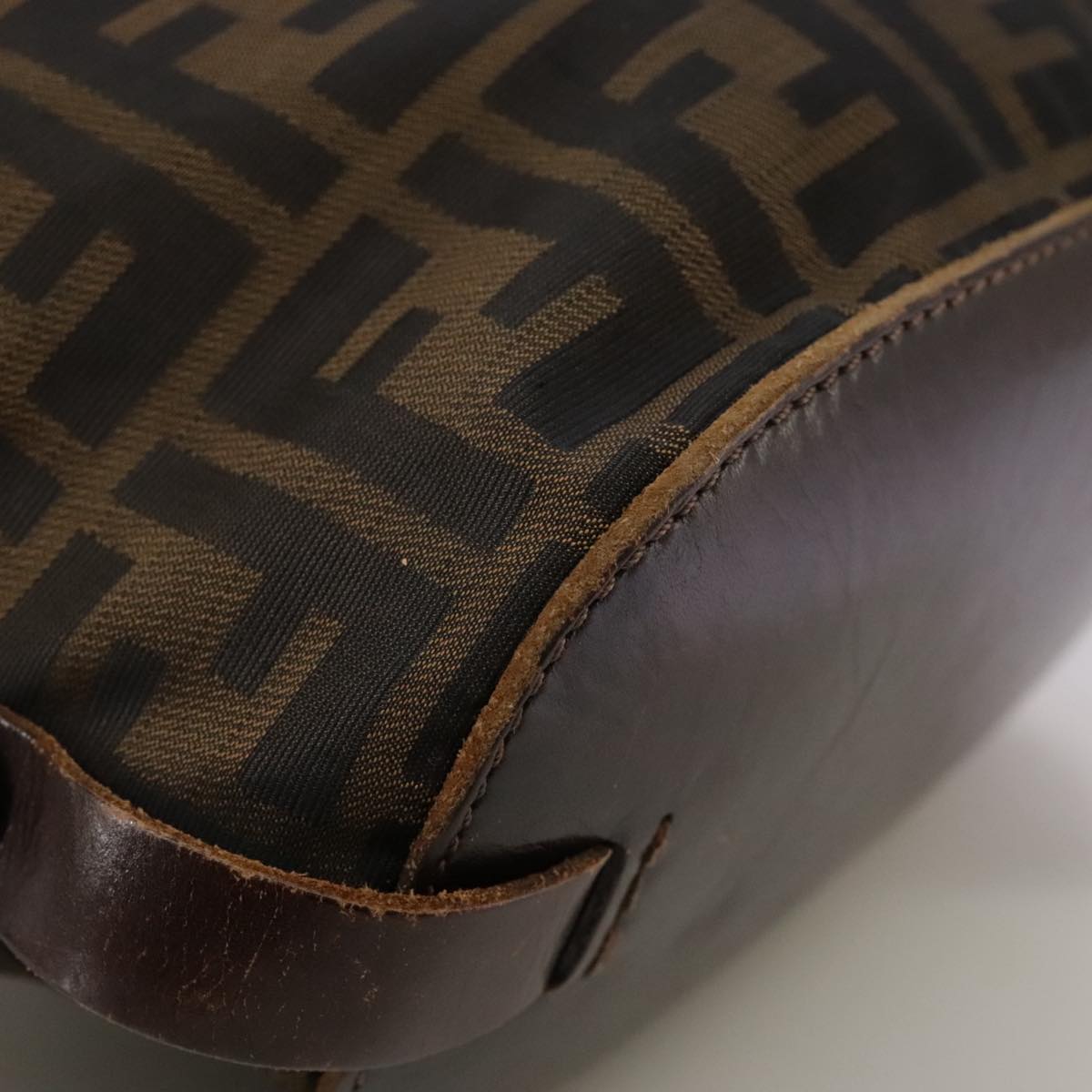 FENDI Zucca Canvas Hand Bag Brown Black ac3445