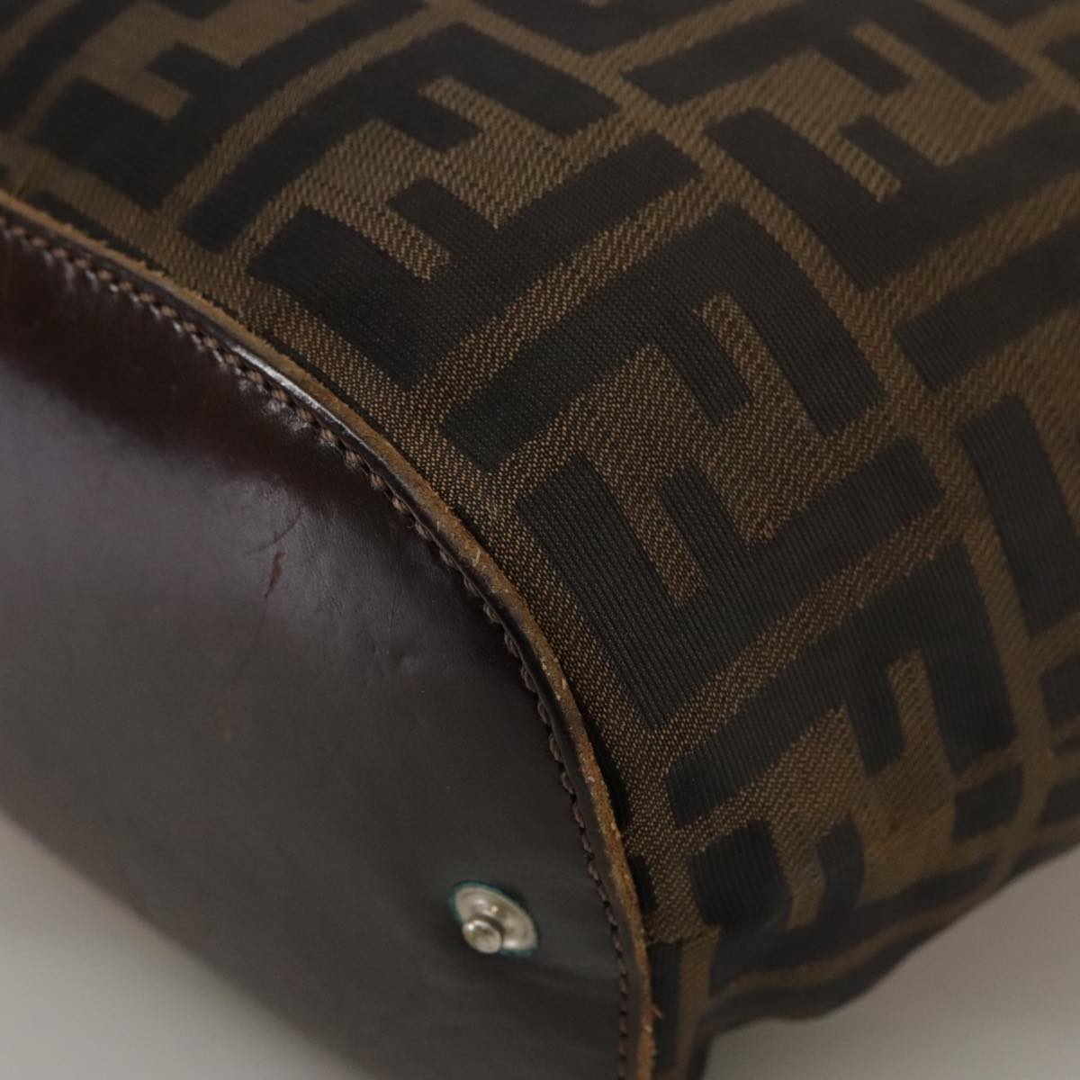 FENDI Zucca Canvas Hand Bag Brown Black ac3445