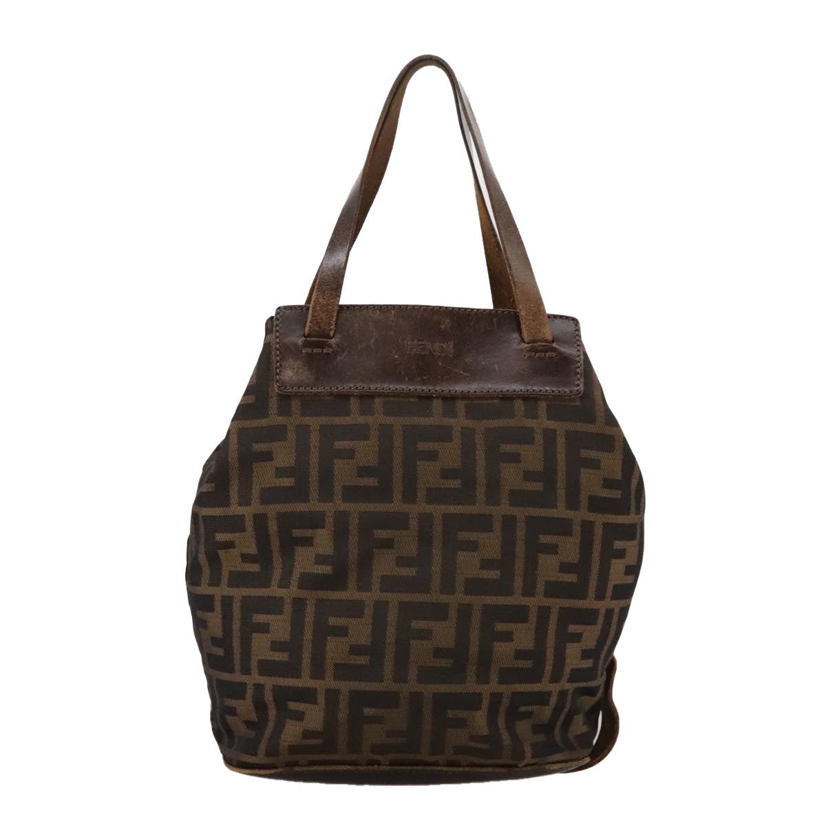 FENDI Zucca Canvas Hand Bag Brown Black ac3445